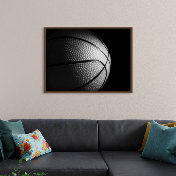 "Close Up of a Basketball in Black and White"