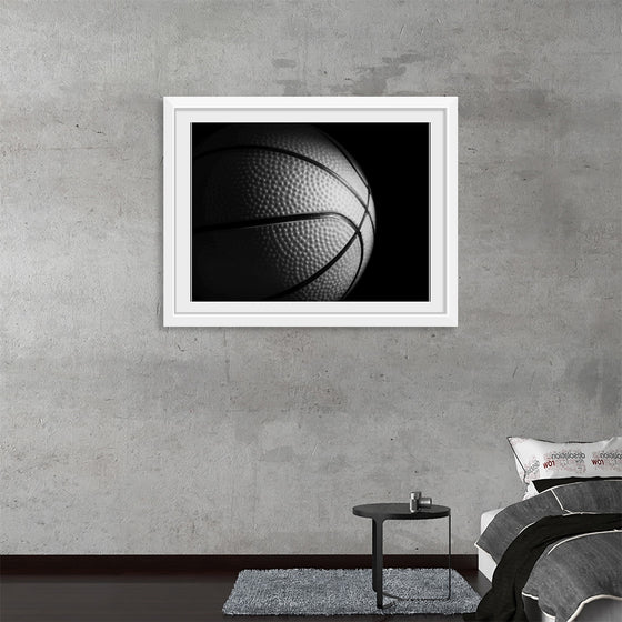 "Close Up of a Basketball in Black and White"