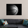 "Close Up of a Basketball in Black and White"