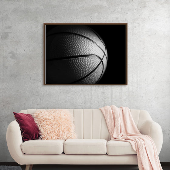 "Close Up of a Basketball in Black and White"