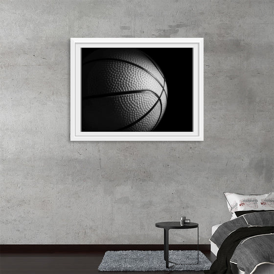 "Close Up of a Basketball in Black and White"