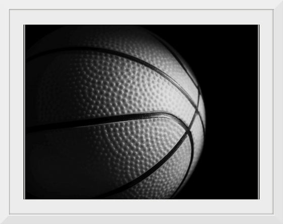 "Close Up of a Basketball in Black and White"