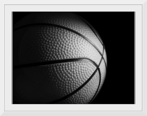 "Close Up of a Basketball in Black and White"