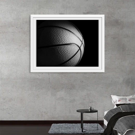 "Close Up of a Basketball in Black and White"