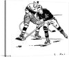 This captivating artwork captures the intense and dynamic moment of a hockey match, where two players are fiercely competing for control over the puck. The artist’s skillful use of bold lines and contrasting shades brings to life the energy, speed, and physicality that defines the sport. Every stroke is meticulously crafted to highlight the athletes’ power and determination. 