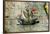 "Detail from a Map of Ortelius - Magellan's ship Victoria"