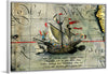 "Detail from a Map of Ortelius - Magellan's ship Victoria"