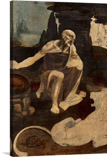  This is an unfinished painting by the Italian Renaissance artist Leonardo Da Vinci and it's called&nbsp;Saint Jerome in the Wilderness (circa 1480). The composition of the painting has been drafted in monochrome onto the primed wooden panel. 