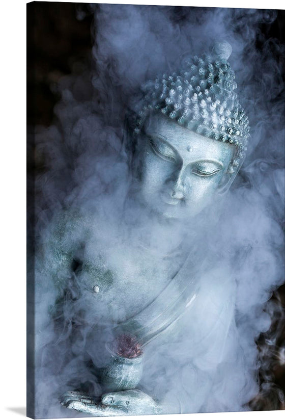 “Buddha” is an exquisite piece that captures the enigmatic presence of Buddha, enveloped in an ethereal mist. The intricate details, from the ornate headpiece to the gentle curvature of Buddha’s form, are rendered with exquisite precision. 