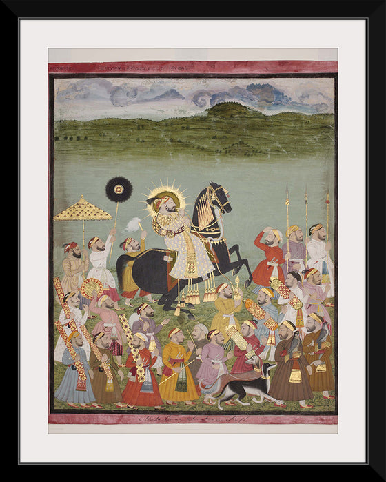 "Maharana Sangram Singh of Mewar out Hunting on his Horse, Jambudvipa"