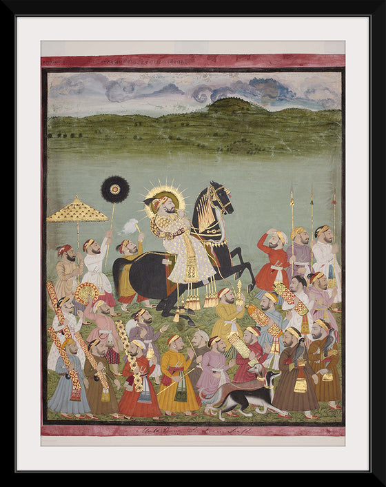 "Maharana Sangram Singh of Mewar out Hunting on his Horse, Jambudvipa"