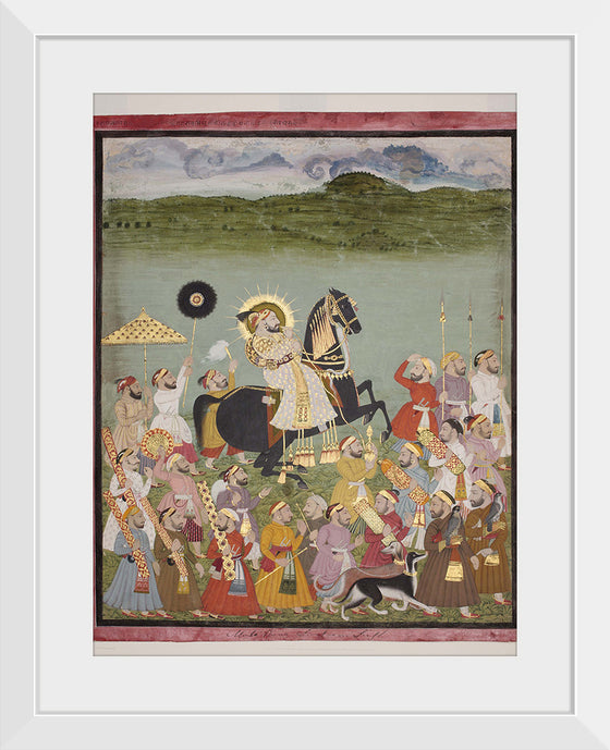 "Maharana Sangram Singh of Mewar out Hunting on his Horse, Jambudvipa"