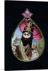 This is a masterpiece by an unknown artist, titled “Portrait Miniature of the Qajar Ruler, Fath 'Ali Shah”. The artwork is a testament to the opulence and grandeur of Persian royalty, capturing every detail of the ruler’s regal attire and majestic posture with impeccable precision. The vibrant colors and meticulous craftsmanship transport you to a world where art and power intertwine. 