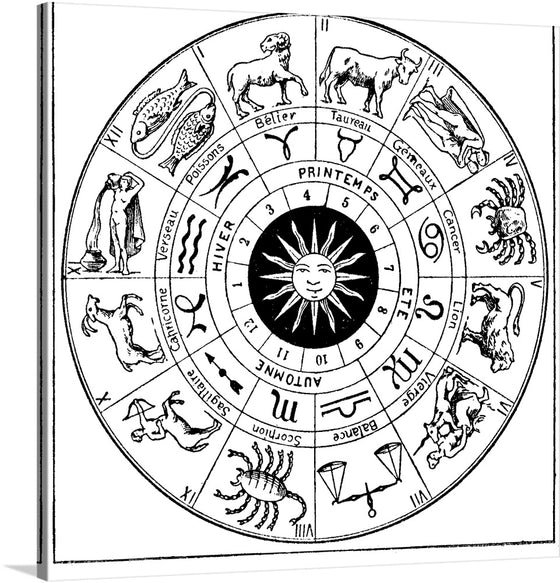 Immergez-vous dans l’allure mystique de “Zodiaque Zodiac” issu du Larousse du XXème siècle. Cette œuvre captivante entrelace avec élégance l’art et l’énigme de l’astrologie. Chaque signe du zodiaque, minutieusement illustré, témoigne de l’attention méticuleuse de l’artiste et de sa profonde compréhension des êtres célestes. 