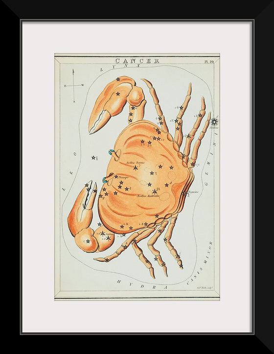 "Sidney Hall’s (?-1831) Astronomical Chart Illustration of the Cancer Zodiac"