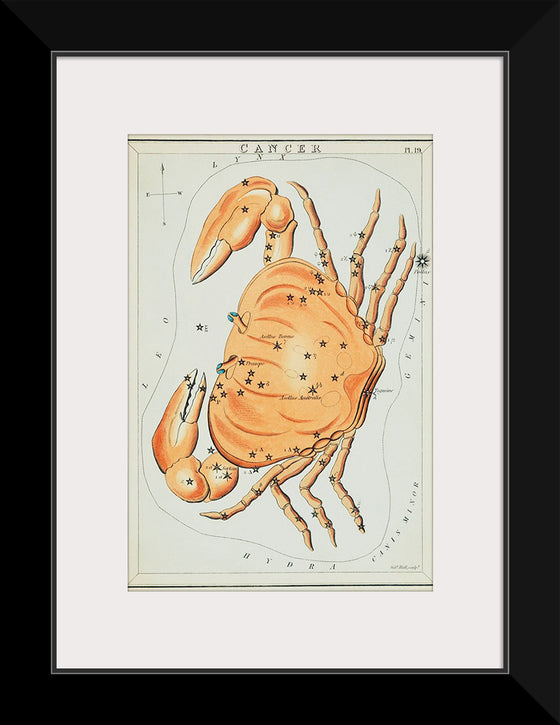 "Sidney Hall’s (?-1831) Astronomical Chart Illustration of the Cancer Zodiac"