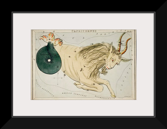 "Sidney Hall’s (1831) Astronomical Chart Illustration of the Zodiac Capricornus"