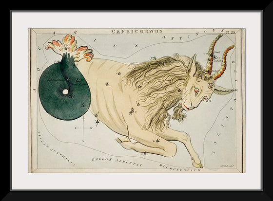 "Sidney Hall’s (1831) Astronomical Chart Illustration of the Zodiac Capricornus"