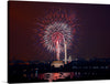 “July 4th fireworks, Washington, D.C. (LOC)” is a breathtaking artwork that captures the iconic Independence Day celebration in the heart of America’s capital. The artwork features a mesmerizing view of July 4th fireworks illuminating the night sky over Washington, D.C., with a vibrant explosion of red and white sparks dominating the center.