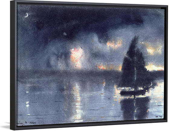 "Sailboat and Fourth of July Fireworks", Winslow Homer