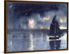 "Sailboat and Fourth of July Fireworks", Winslow Homer