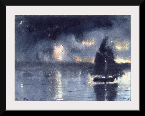 "Sailboat and Fourth of July Fireworks", Winslow Homer