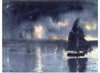 "Sailboat and Fourth of July Fireworks", Winslow Homer