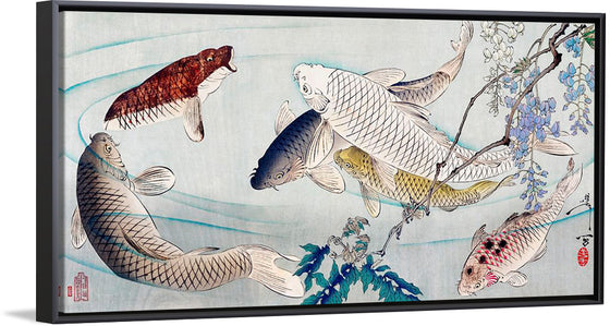 "Six Carp Swimming Beneath Wisteria (1889)", Tsukioka Yoshitoshi