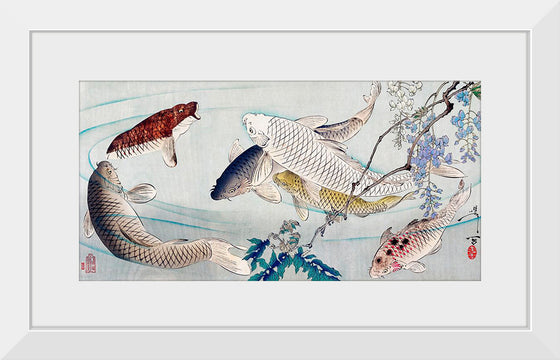 "Six Carp Swimming Beneath Wisteria (1889)", Tsukioka Yoshitoshi