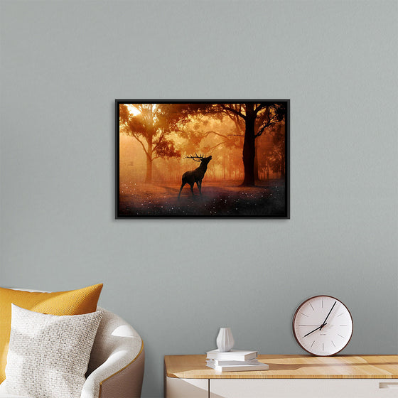 "Elk with Horns in Forest"