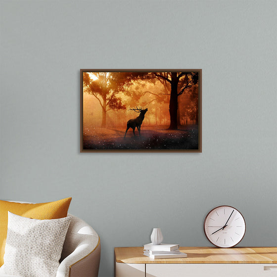 "Elk with Horns in Forest"