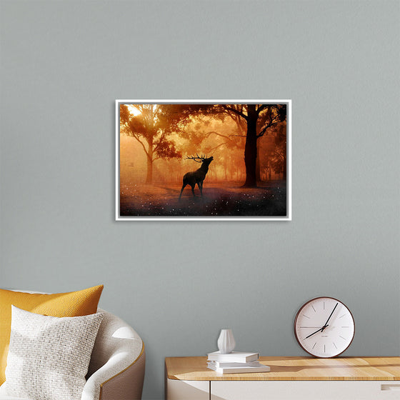 "Elk with Horns in Forest"