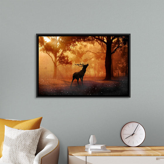 "Elk with Horns in Forest"