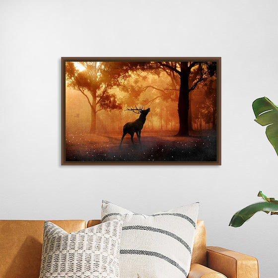 "Elk with Horns in Forest"