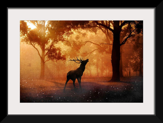 "Elk with Horns in Forest"