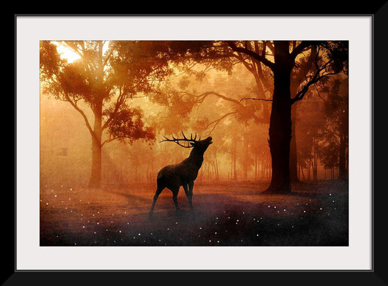 "Elk with Horns in Forest"