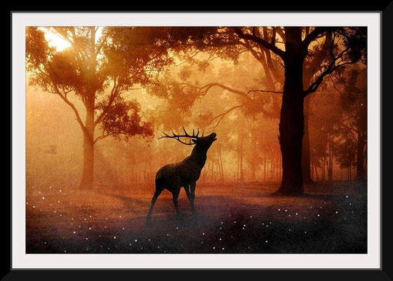 "Elk with Horns in Forest"