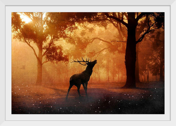 "Elk with Horns in Forest"