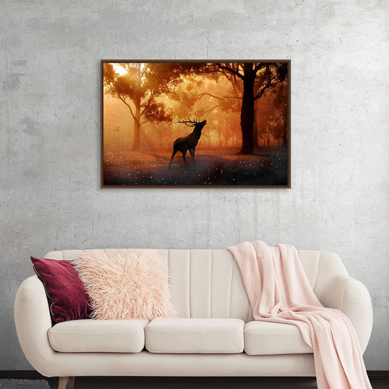 "Elk with Horns in Forest"