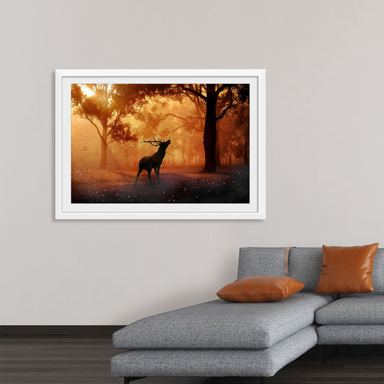 "Elk with Horns in Forest"