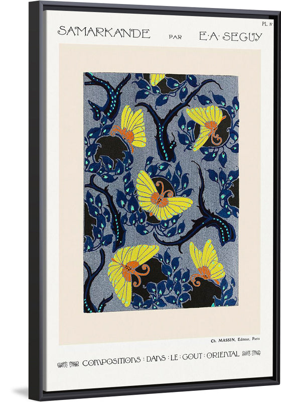 "Butterfly pochoir pattern in Art Nouveau oriental style",  E. A. Ségu