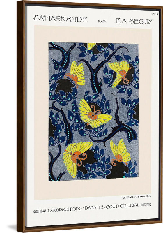 "Butterfly pochoir pattern in Art Nouveau oriental style",  E. A. Ségu