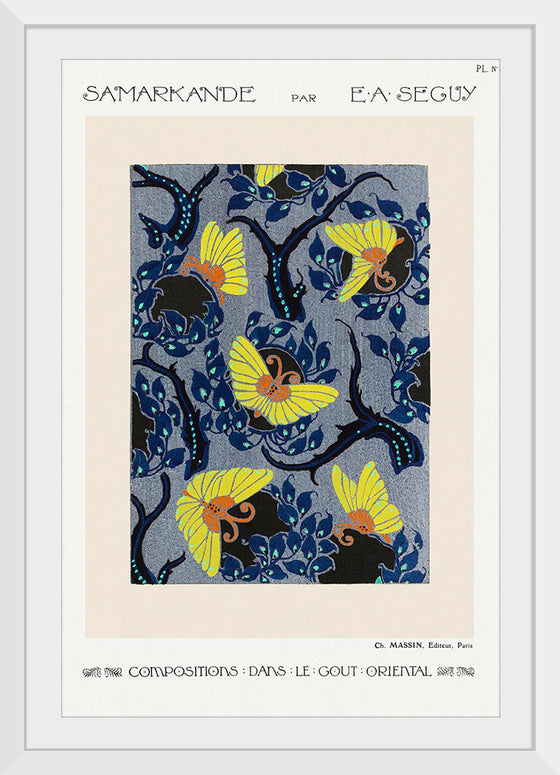 "Butterfly pochoir pattern in Art Nouveau oriental style",  E. A. Ségu