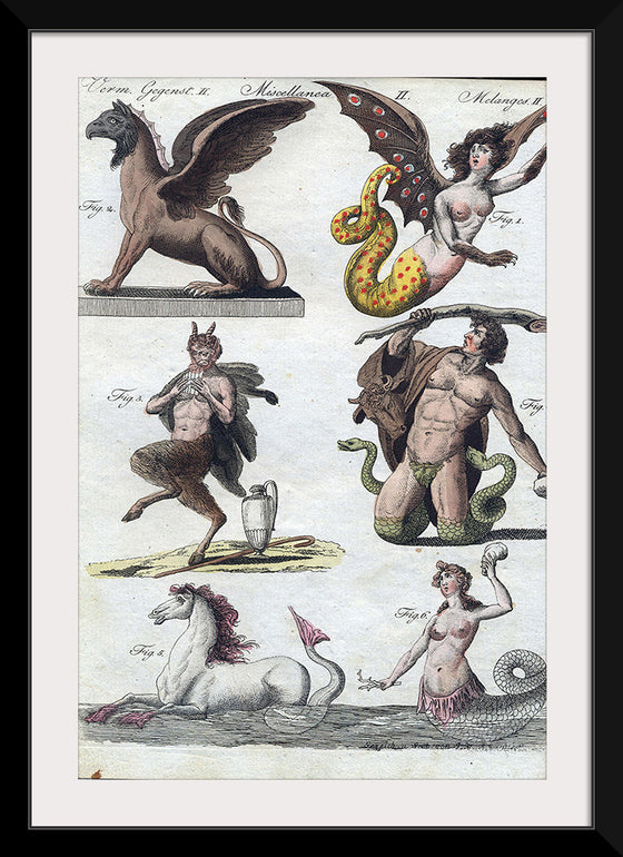 "Mythical creatures from Bilderbuch für Kinder (1790 and 1830)", Friedrich Justin Bertuch