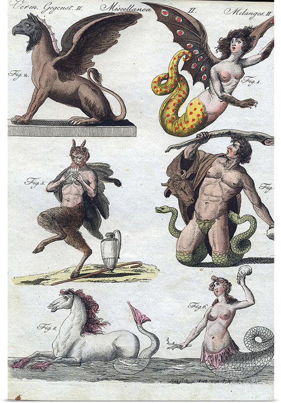 "Mythical creatures from Bilderbuch für Kinder (1790 and 1830)", Friedrich Justin Bertuch