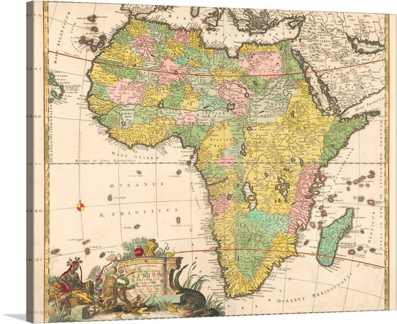 “Kaart van Afrika (ca. 1690)” is a beautiful and intricate map of Africa created by the Dutch cartographer Carel Allard.