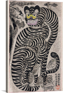  Dive into the mystical world of the 20th century with our exclusive print, “Talismanic Tiger.” This captivating artwork, rich in symbolism and artistic mastery, features a mesmerizing tiger adorned with hypnotic black stripes that dance across its powerful body. The intricate details and contrasting shades of black and white evoke a sense of mystery and allure.