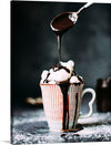 Indulge in the visual feast of “Sweet Euphoria,” a print capturing the divine moment of chocolate drizzle cascading over a mountain of marshmallows nestled in an elegant mug. Every strand of dripping chocolate and the soft, pillowy texture of marshmallows are rendered with exquisite detail, evoking the rich, sumptuous flavors that dance on your palate. 