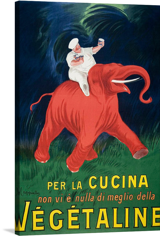 "Vegetaline" is a famous vintage advertising poster created by the Italian-French poster artist Leonetto Cappiello in 1910. The poster was designed to promote a brand of vegetable oil called "Vegetaline". 