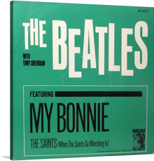  Immerse yourself in the timeless elegance of this exquisite print, capturing the iconic album cover of “The Beatles with Tony Sheridan.” The bold typography against the vibrant green backdrop brings the charm of the original artwork into your space. Highlighting the featured song “My Bonnie,” this piece is not just a piece of music history but a testament to an era where every chord and lyric resonated deeply.